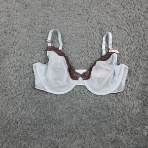 Victoria's Secret Tease Bra Womens 38DD Blue Lace Mesh Unlined Balconette NWT